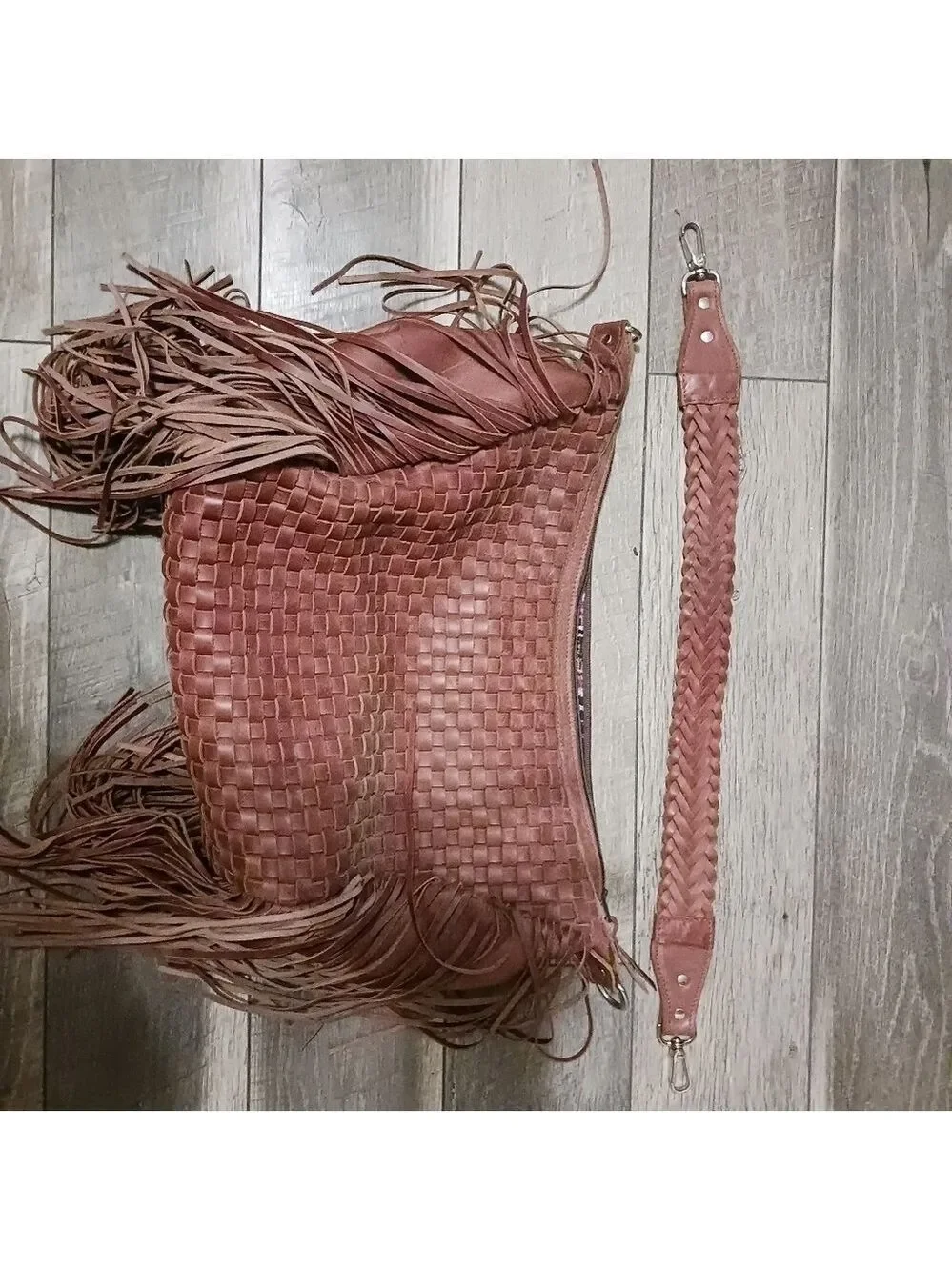 Custom Made Basketweave Fringe Hobo Purse.